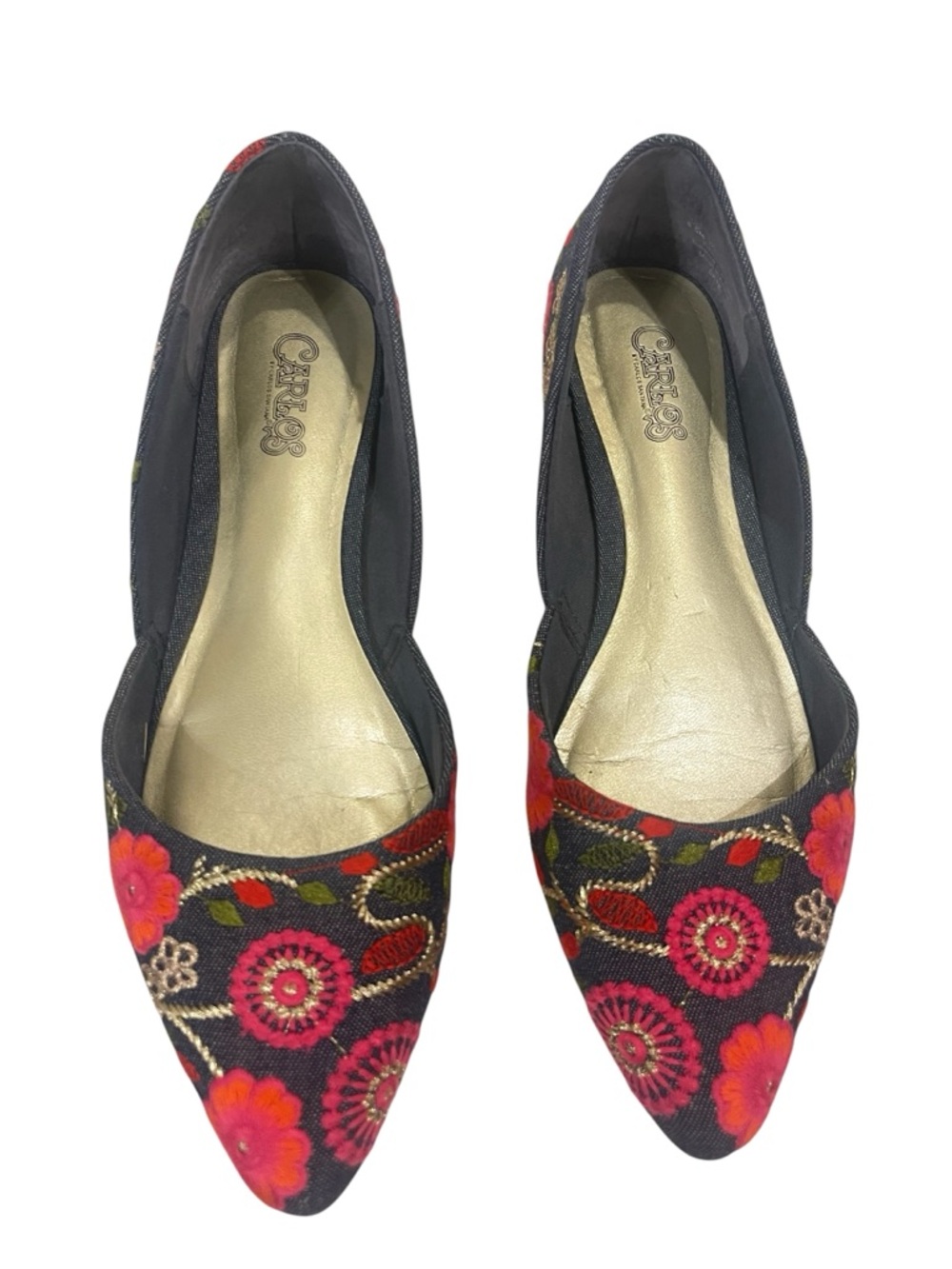 Carlos by Carlos Santana Skye Floral Pointed Toe Women’s Flats - Red/Navy - Picture 3 of 5